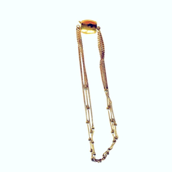 Jewelry - Triple strand gold tone necklace with “diamond” balls. VGUC